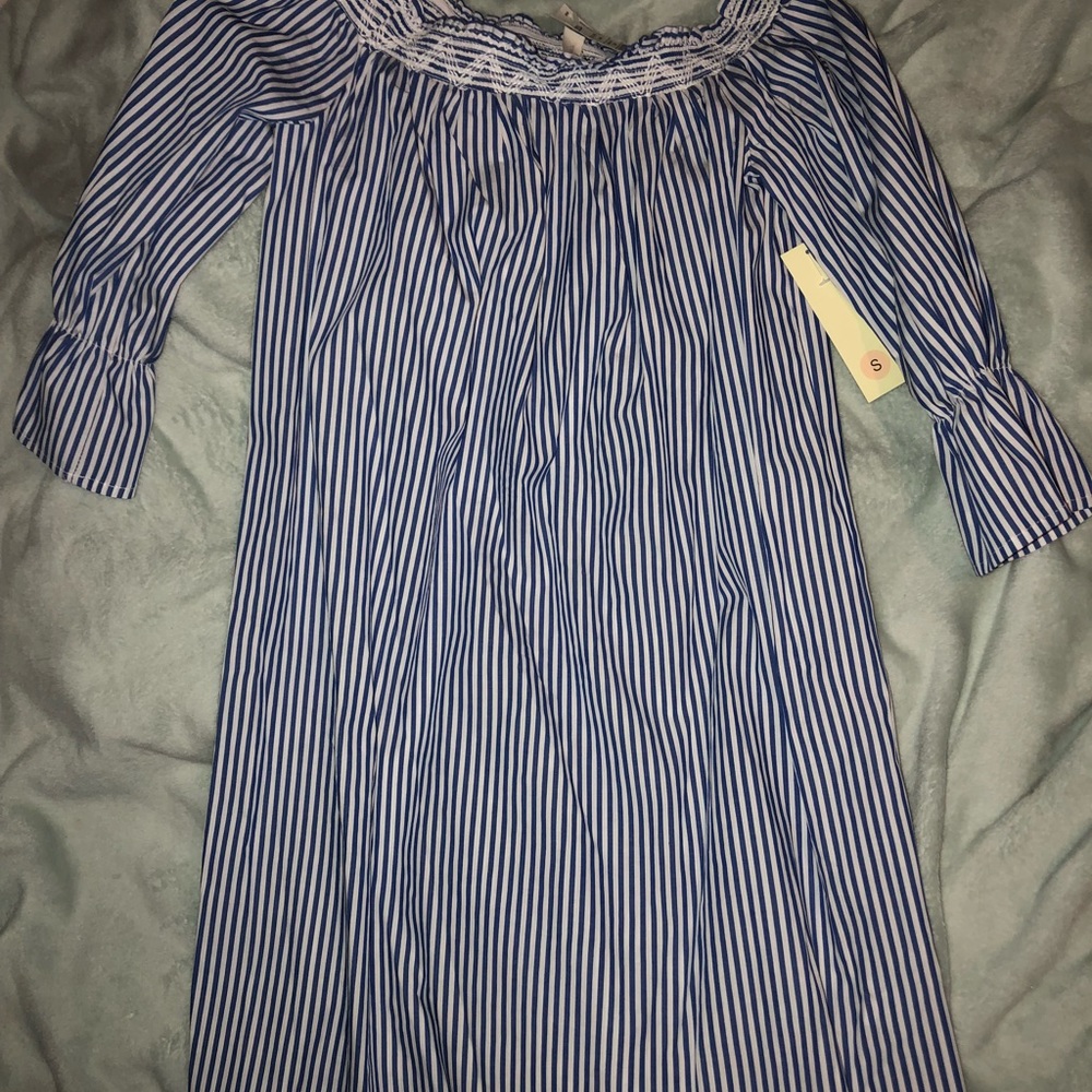 Stripe off the shoulder dress